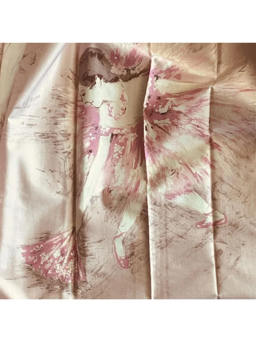 Pair Vintage Pink Ballerina Curtains Cotton Sateen With Pinch Pleats 40x40
